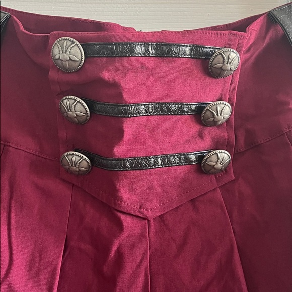 Killstar Burgundy Mini Skirt with Black Accents - Picture 3 of 7